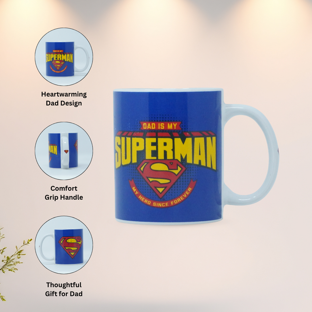 Superman Dad Is My Hero Ceramic Mug Blue