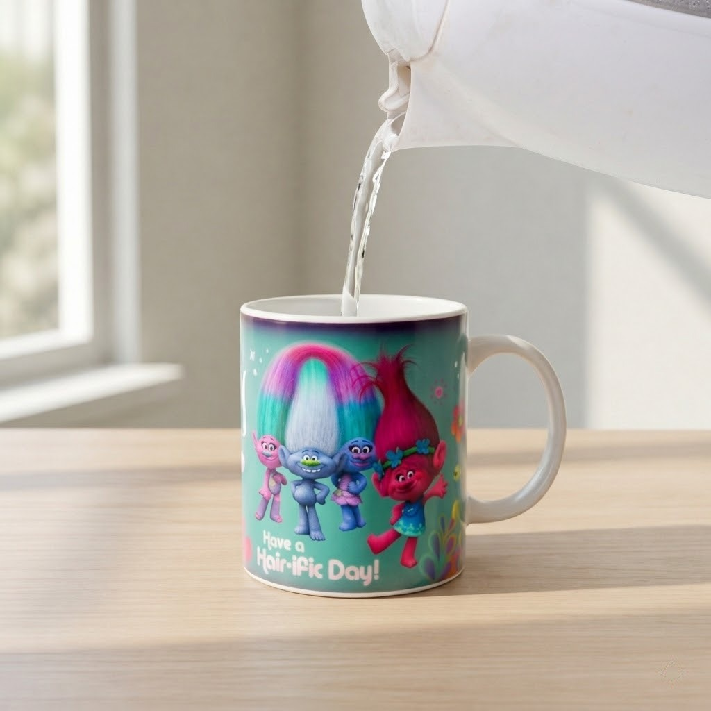 Trolls Heat Changing Mug Magic Colour Change Coffee Cup Kids Character Gift Mug