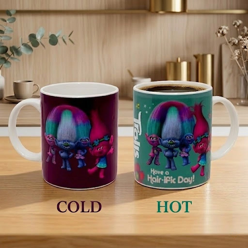 Trolls Heat Changing Mug Magic Colour Change Coffee Cup Kids Character Gift Mug