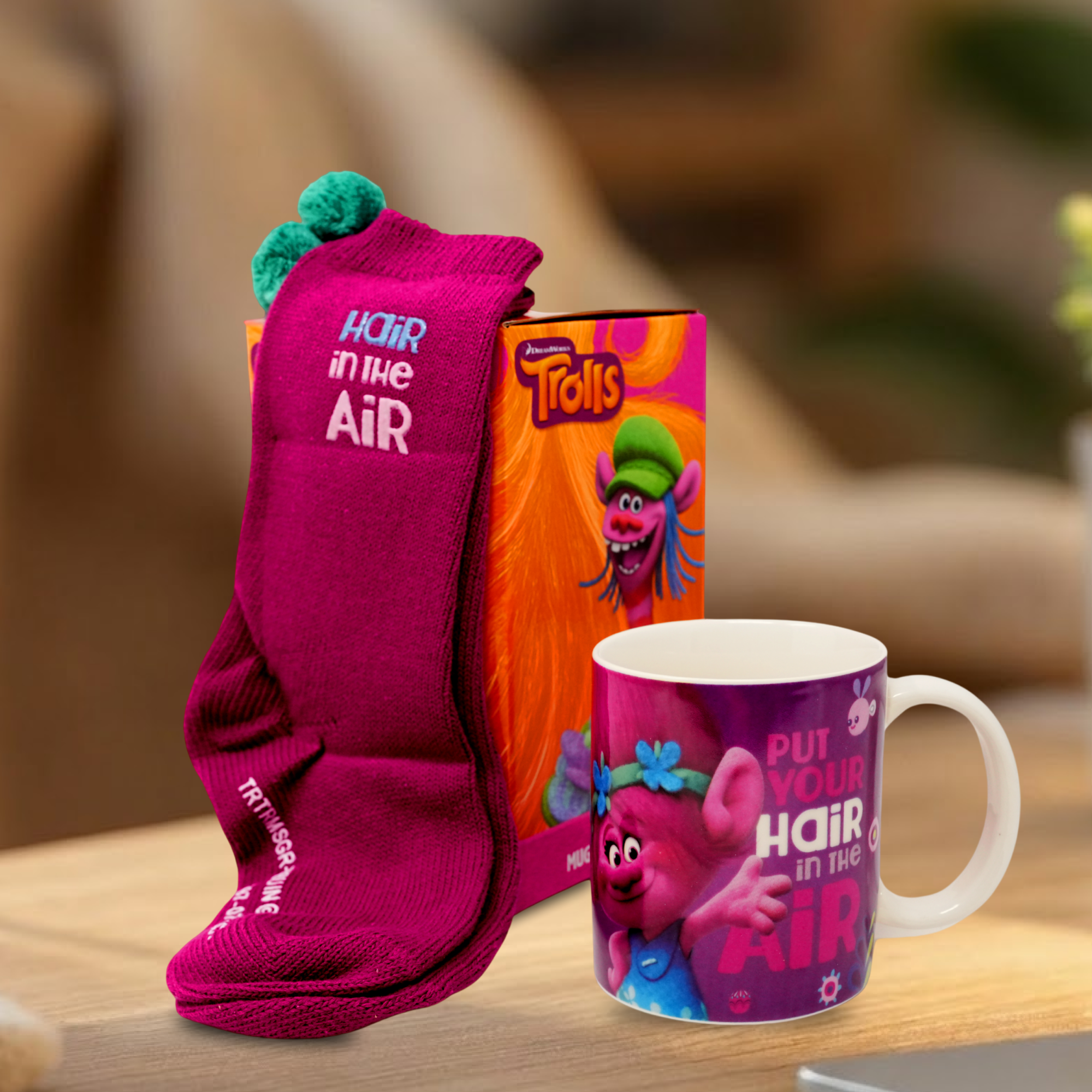 Trolls Mug & Socks Gift Set for Kids – DreamWorks Trolls Cartoon Mug and Cozy Socks Present Set