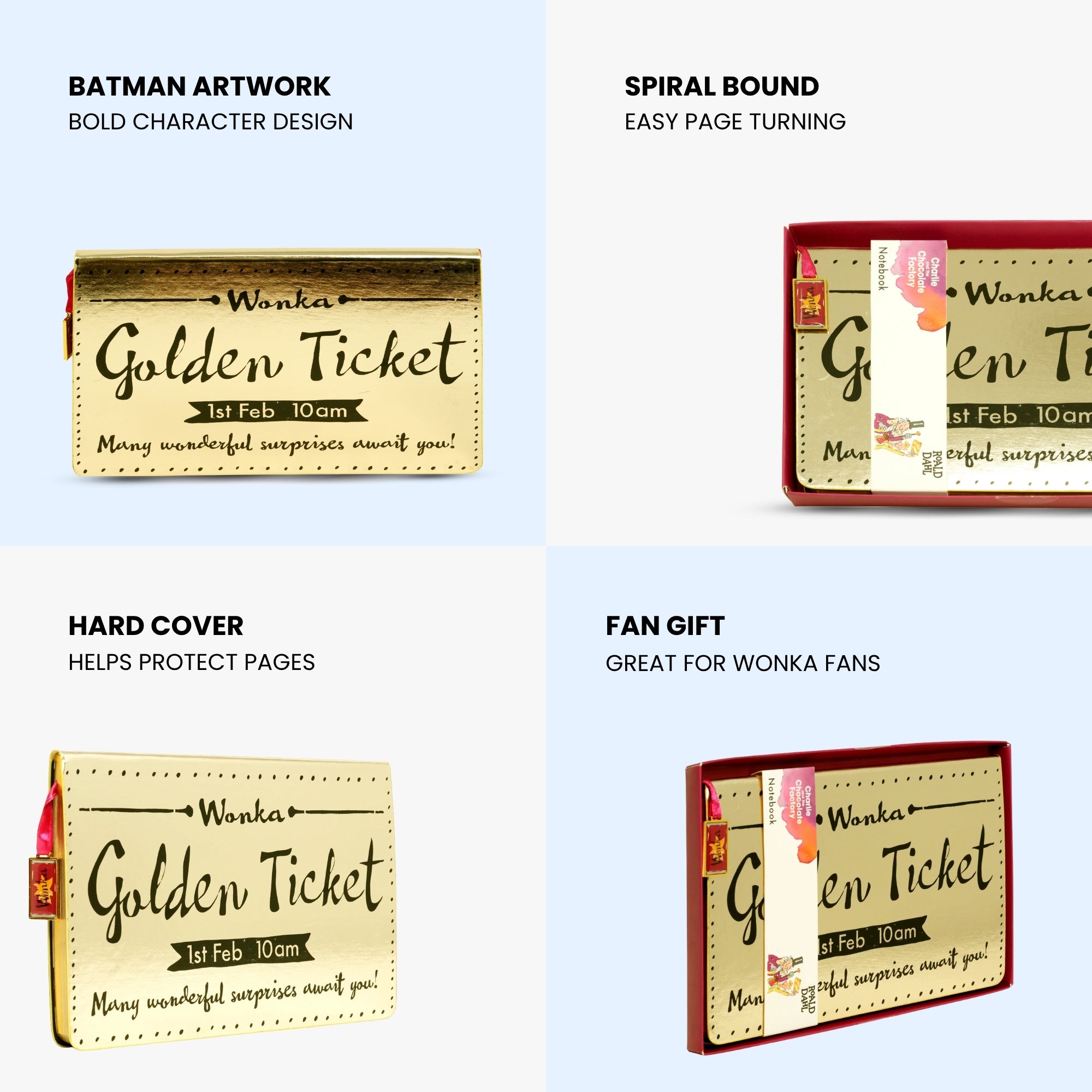 Wonka Golden Ticket A5 Notebook Journal